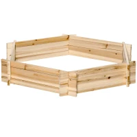 Outsunny 39" x 36" Screwless Hexagon Planter Box, Raised Garden Bed, Herb Garden for Vegetables, Flowers, Natural(m-7)