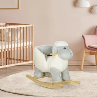 Qaba Baby Rocking Horse Lamb with Seat Belt, Sounds & Pedals for Kids 18-36 Months, Gray(m-10)