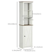 kleankin Bathroom Cabinet, Tall Storage Cabinet with Door and Adjustable Shelves, 15.6" x 11.8" x 63", White(m-3)