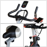 Soozier Upright Stationary Exercise Bike Indoor Fitness Cycling Bicycle Cardio Workout  Training Bike w/ Adjustable Resistance LCD Monitor Phone Holder Black(m-9)
