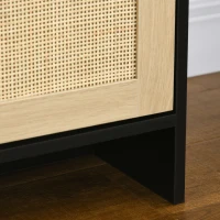 HOMCOM TV Stand for 60 inches, TV Cabinet with 2 Shelves, 2 Cable Managements and 2 Rattan Door Cabinets, Natural(m-9)