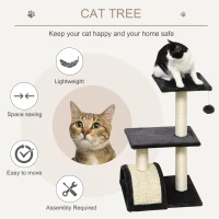 PawHut 28" Cat Tree with Scratching Post, Pad, Toy Ball for Indoor Cats, Grey(m-4)