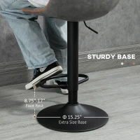 HOMCOM Adjustable Bar Stools, Swivel Bar Height Chairs Barstools Padded with Back for Kitchen, Counter, and Home Bar, Set of 4, Gray(m-7)