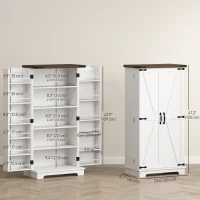 HOMCOM 47" Kitchen Pantry Storage Cabinet, Farmhouse Kitchen Pantry Cabinet with Adjustable Shelves and Door Shelves, White(m-3)