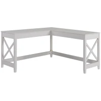 HOMCOM 57" L-Shaped Corner Desk, Computer Home Office Desk and Writing Table, White Wood Grain(m-1)