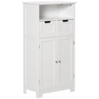 kleankin Freestanding Bathroom Cabinet with Adjustable Shelf and Drawers, Small Cabinet for Bathroom, Living Room, White(m-11)