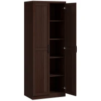 HOMCOM 63" 2-Door Kitchen Pantry, Freestanding Cabinet with 2 Adjustable Shelves for Dining Room, Cinnamon Cherry Wood Grain(m-1)
