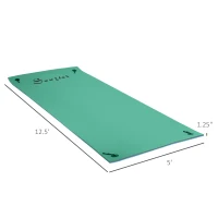 Soozier 12' x 5' Lily Pad Floating Mat with Cup Holder Table, 3-Layer Portable Roll-Up Water Mat Float Dock for 2-3 People, on Lake, River, Beach, Swimming Pool, Green(m-3)