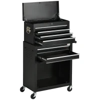 DURHAND 6-Drawer Tool Chest Set with 4 Wheels, Lockable Rolling Tool Box and Storage Cabinet for Garage Factory Workshop, Black(m-11)