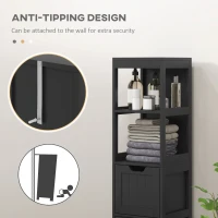 kleankin Narrow Bathroom Cabinet with 3 Drawers and 2 Tier Shelf, Tall Cupboard Freestanding Linen Tower, Black(m-6)