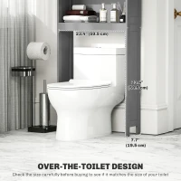 kleankin Modern Over The Toilet Storage, Bathroom Cabinets Over Toilet with Open Shelves and Double Door Cabinet, Grey(m-5)