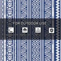 Outsunny Reversible Outdoor Rug, Patio Floor Mat, 6' x 9' Plastic Rug for Backyard, Deck, Beach, Camping, Dark Blue and White(m-6)