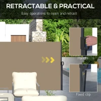 Outsunny 13' x 5' Retractable Side Awning, Outdoor Privacy Screen for Garden, Hot Tub, Balcony, Terrace, Pool, Khaki(m-5)