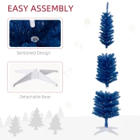 HOMCOM 7' Pencil Christmas Tree, Slim Artificial Xmas Tree with Realistic Branches, Sturdy Metal Stand, Deep Blue(m-7)
