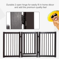 PawHut Free Standing Wooden Pet Gate Indoor Dog Barrier Foldable Step Over Doorway Fence Safety Gate with Open Door Z Shape 3 Panel(m-6)