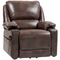 HOMCOM Power Lift Chair for Elderly, Faux Leather Recliner Sofa with Vibration Massage and Heat, Remote, Side Pockets, Brown(m-1)