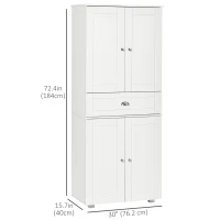 HOMCOM 72" Kitchen Pantry Cabinet, Modern Kitchen Pantry Storage Cabinet with 4 Doors and 3 Adjustable Shelves, White(m-3)