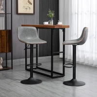 HOMCOM Adjustable Bar Stools, Swivel Bar Height Chairs Barstools Padded with Back for Kitchen, Counter, and Home Bar, Set of 4, Gray(m-10)