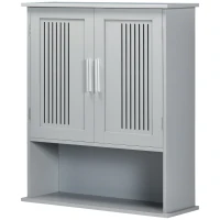 kleankin Modern Bathroom Cabinet, Wall Mounted Medicine Cabinet, Storage Organizer with 2 Door Cabinet and Shelf, Grey(m-11)