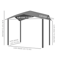 Outsunny 10' x 10' Soft Top Patio Gazebo Outdoor Canopy with Unique Geometric Design Roof, All-Weather Steel Frame, Gray(m-3)