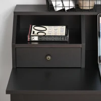 HOMCOM Rectangle Computer Desk with Display Shelves Drawers Home Office Table Workstation Black Wood Grain(m-9)
