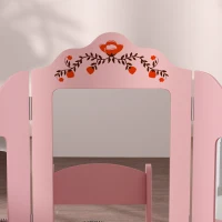 Qaba Kids Vanity Set, Dual-Use Dressing Table with Removable Tri-Folding Mirror and Drawer, for Ages 3-8, Pink(m-9)