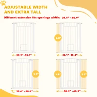 PawHut 30"-41" Extra Wide Walk Through Dog Gate w/ Cat Door, 3-Inch & 5.5-Inch Extension Kits, 42" High(m-4)