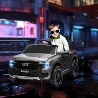 Qaba Ford Ranger Licensed 12V Ride on Car Battery Powered Kids Truck w/ Rear Storage Remote, Spring Suspension, Grey(m-1)