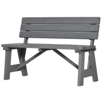 Outsunny Wooden Garden Bench for Outdoor, 2-person Patio Bench, Loveseat Furniture for Lawn, Deck, Yard, Porch and Entryway, Grey(m-11)