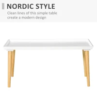 HOMCOM Coffee Table with Tray Top, Nordic Center Table with Pine Wood Legs, Rectangle Coffee Tables for Living Room, White(m-6)