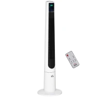 HOMCOM 38 Inch Tower Fan for Bedroom Cooling, 70°Oscillating Fan with 3 Speeds, 12H Timer, and Remote Control, Standing Floor Fan for Home Office, White(m-1)