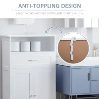 kleankin Bathroom Floor Cabinet Freestanding Cabinet with Storage Shelf, Drawer and Adjustable Shelf, White(m-7)