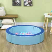 Outsunny Foam Kids Ball Pit Pool with Removable & Washable Cover, 45" x 10" Round Ball Pit for Toddlers with 200 Ocean Balls, Soft Baby Playpen, Blue(m-10)