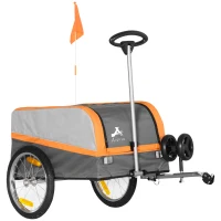 Aosom Bike Cargo Trailer & Wagon Cart, Multi-Use Garden Cart with Luggage Box, Quick Release 16'' Big Wheels, Safety Reflectors, Hitch and Handle(m-2)