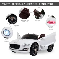 Aosom Electric Toy Car 12V Licensed Bentley EXP12 Electric Vehicles w/ Parent Remote Control, White(m-4)