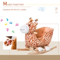 Qaba Kids Plush Rocking Horse Giraffe Style Themed Ride-On Chair Toy With Sound Brown(m-6)