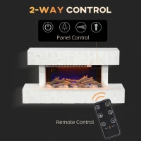 HOMCOM 32 Inches Freestanding Electric Fireplace with Mantel, 1500W Replaceable Fireplace Insert Heater with Timer, White(m-5)