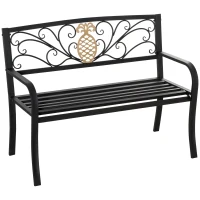 Outsunny 2 Seater Garden Bench 45" x 21.75" x 35.5" Steel Frame Loveseat for Yard, Lawn, Porch, Patio, Black and Gold(m-11)