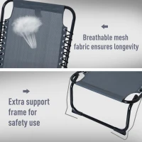 Outsunny Outdoor Folding Lounge Chair, 4-Level Adjustable Chaise Lounge with Headrest, Tanning Chair Beach Bed, Reclining Lounger Cot for Camping, Hiking, Backyard, Grey(m-7)