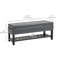 HOMCOM 44" PU Leather Tufted Ottoman Shoe Bench Storage Chest Hallway Grey(m-3)