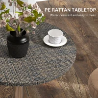 HOMCOM Adjustable Bar Table for 2, Round Pub Table with PE Rattan Top and Steel Base for Home Bar, Small Dining Room, Brown(m-6)