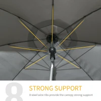 Outsunny 6ft Beach Umbrella, Outdoor Sun Shade Parasol with Push Button Tilt, Ruffled  UV50+ Vented Canopy, Dark Grey(m-6)