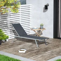 Outsunny Sun Lounger, Outdoor Chaise Lounge with 5-Position Backrest for garden, Black(m-1)
