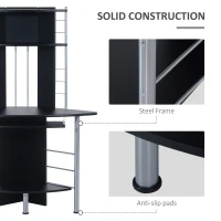 HOMCOM Arch Tower Computer Desk Compact Modern Home Office Writing Workstation P2 MDF With Keyboard Tray And Shelves - Black(m-6)