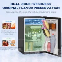 HOMCOM 2.5 Cu.Ft Mini Fridge, Single Door Compact Refrigerator with Freezer, Adjustable Thermostat, Reversible Door, Black(m-2)