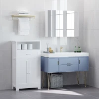 kleankin Bathroom Floor Cabinet Freestanding Cabinet with Storage Shelf, Drawer and Adjustable Shelf, White(m-8)
