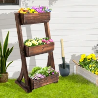 Outsunny 3-Tier Raised Garden Bed Vertical Freestanding Outdoor Wooden Flower Rack Flower Pot Stands(m-8)