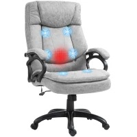 HOMCOM 6 Point Vibration Massage Office Chair with Heat, Microfibre Fabric Comfy Computer Desk Chair, Gray(m-11)