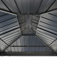 Outsunny 10' x 12' Outdoor Hardtop Gazebo with Galvanized Steel Canopy & Netting Sidewalls for Lawn, Backyard, Dark Grey(m-10)