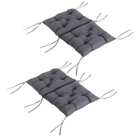 Outsunny Patio Chair Cushions Set of 2, 39" x 20" x 3" Outdoor Tufted Cushion Set with Ties for Indoor Outdoor Garden Furniture, Dark Grey(m-11)
